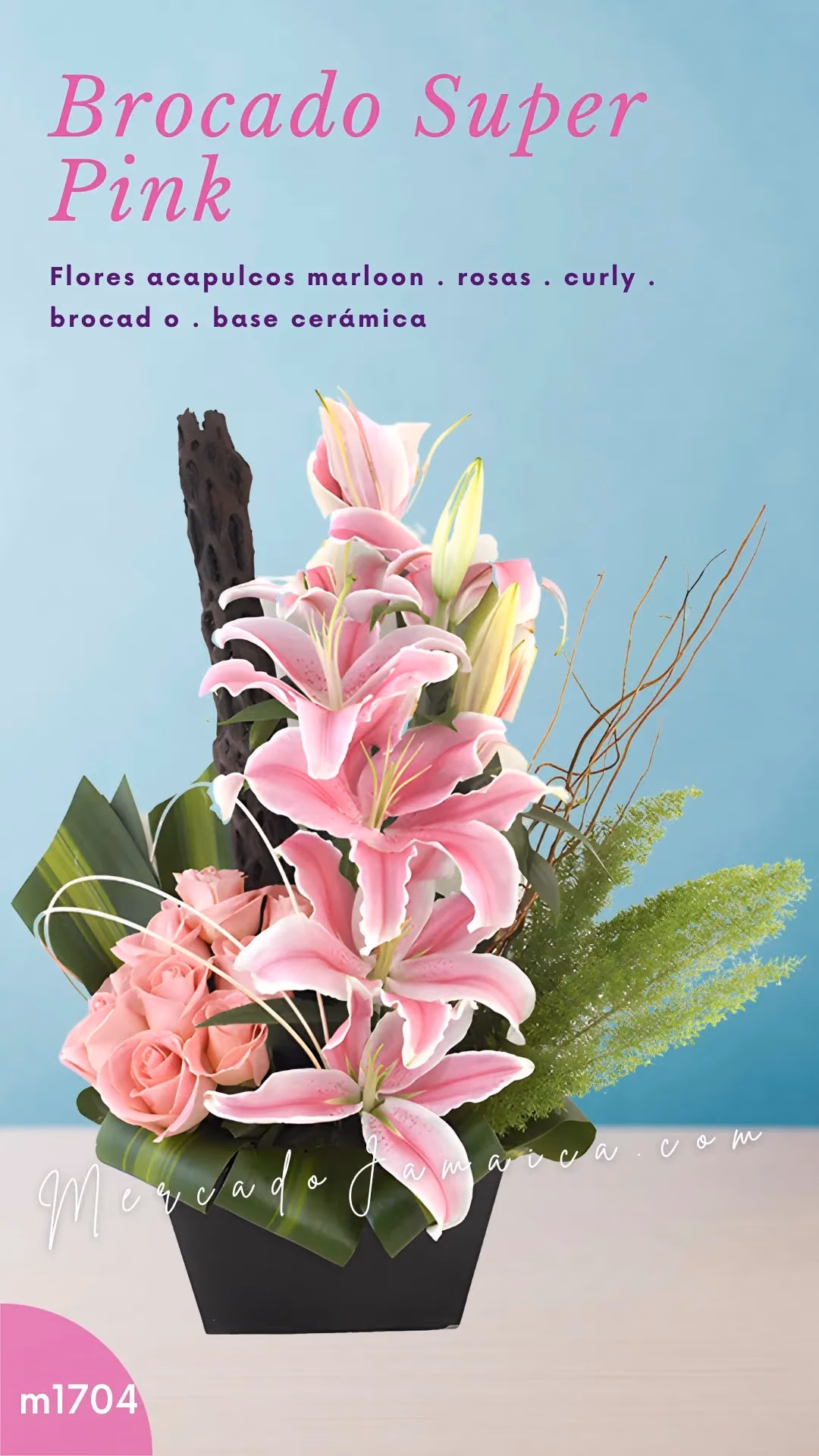 Arreglo 12 Rosas Super Pink con Base Cerámica CDMX