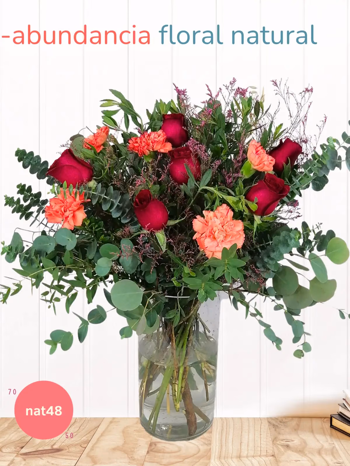 Arreglo 12 Rosas y Claveles Naranja en Florero CDMX