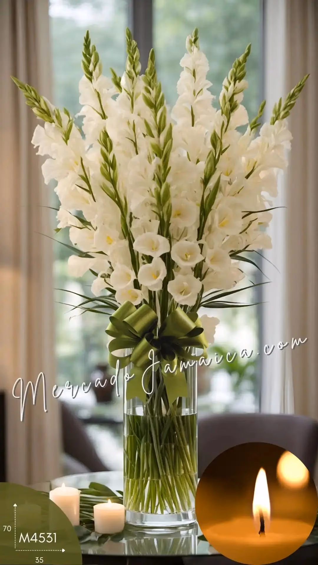 Arreglo Fúnebre 30 Gladiolas Blancas CDMX