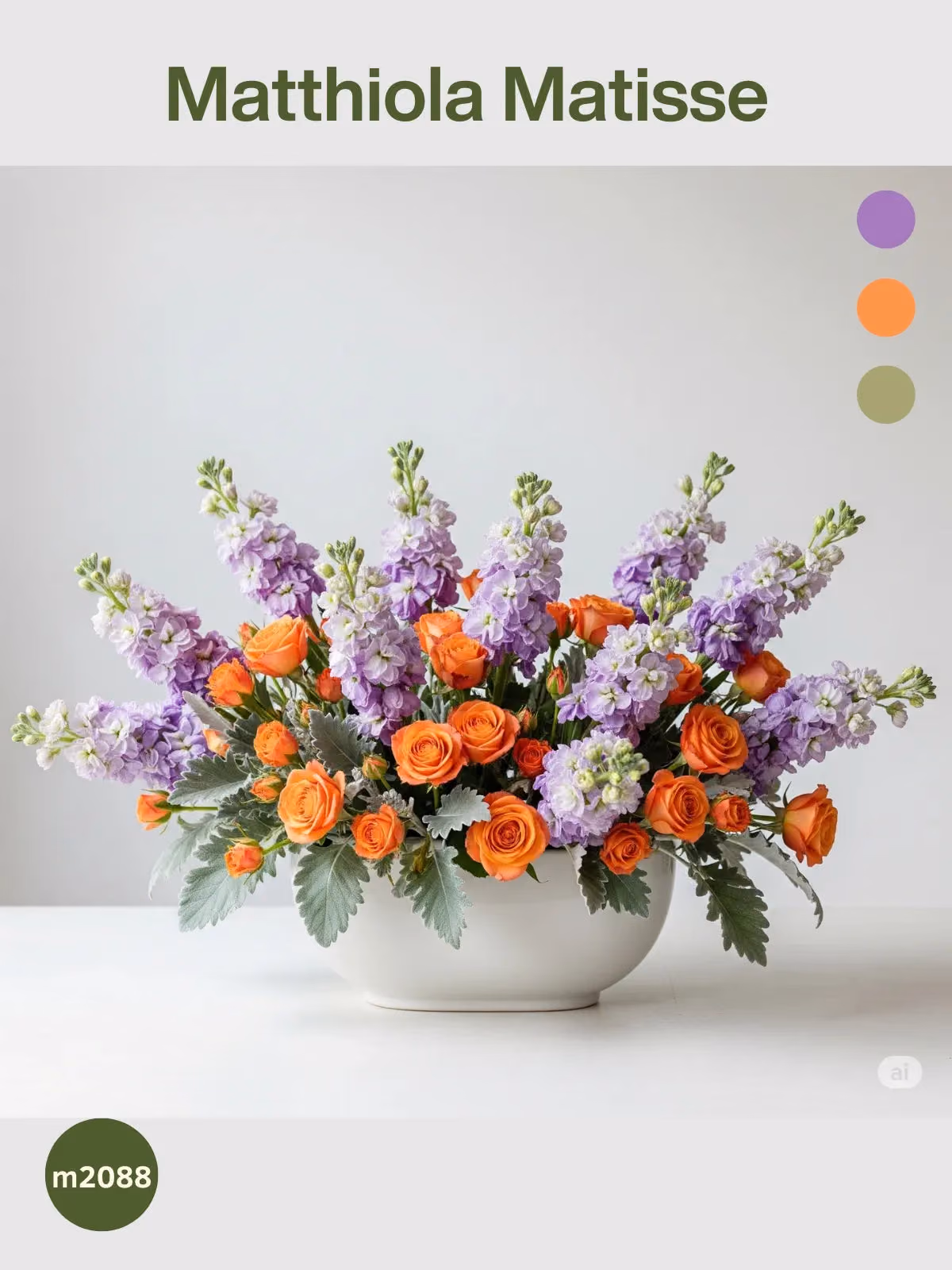 Arreglo Matthiolas y Rosas Naranja – Matisse CDMX