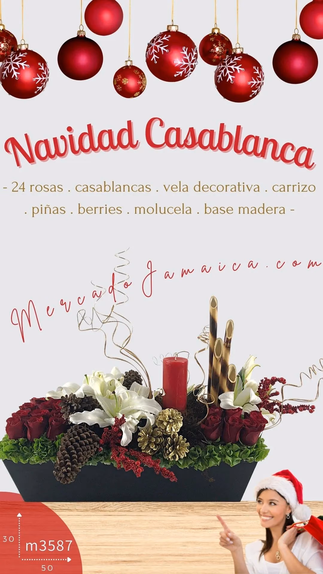 Arreglo Navidad Casablanca 24 Rosas CDMX