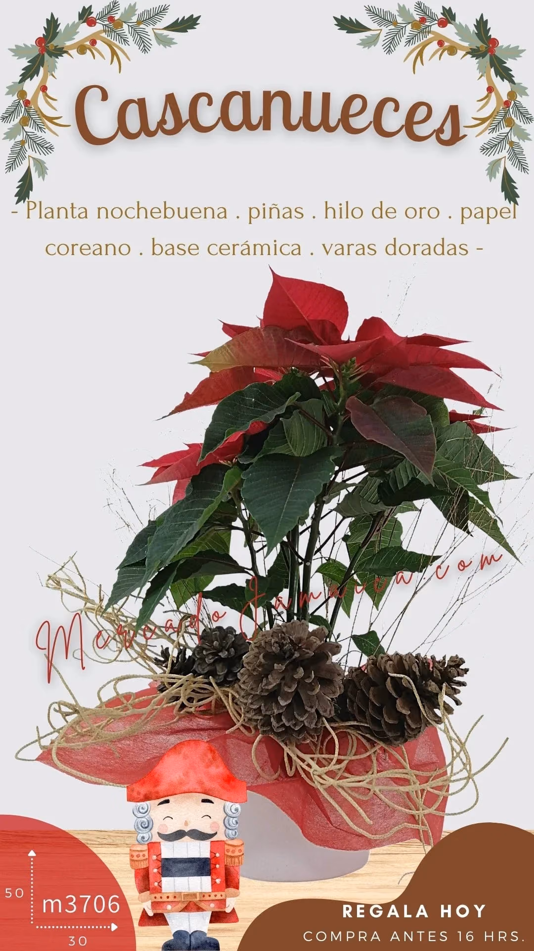 Arreglo Nochebuena Roja Cascanueces CDMX