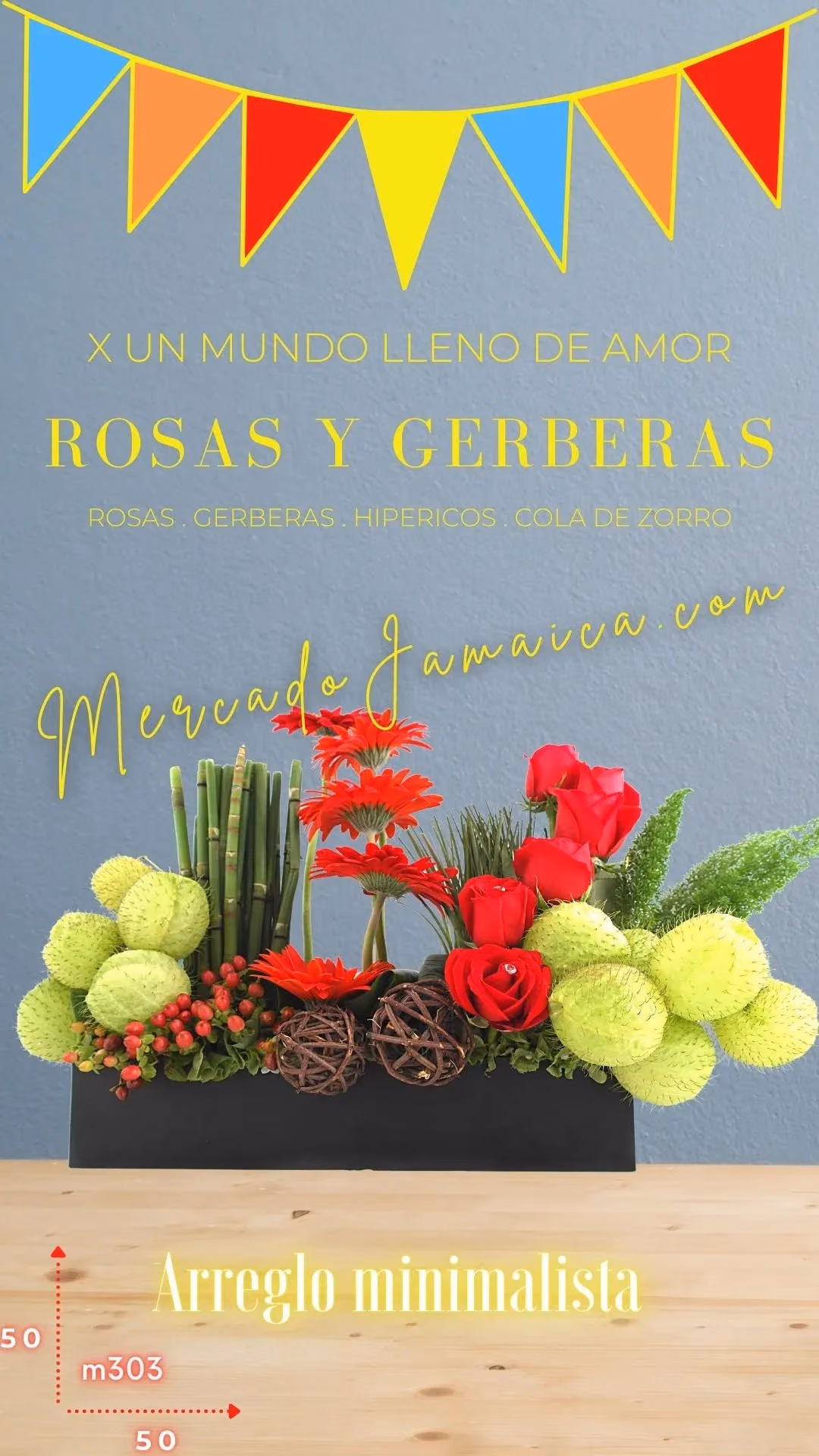Arreglo Rosas y Gerberas Rojas a Domicilio CDMX