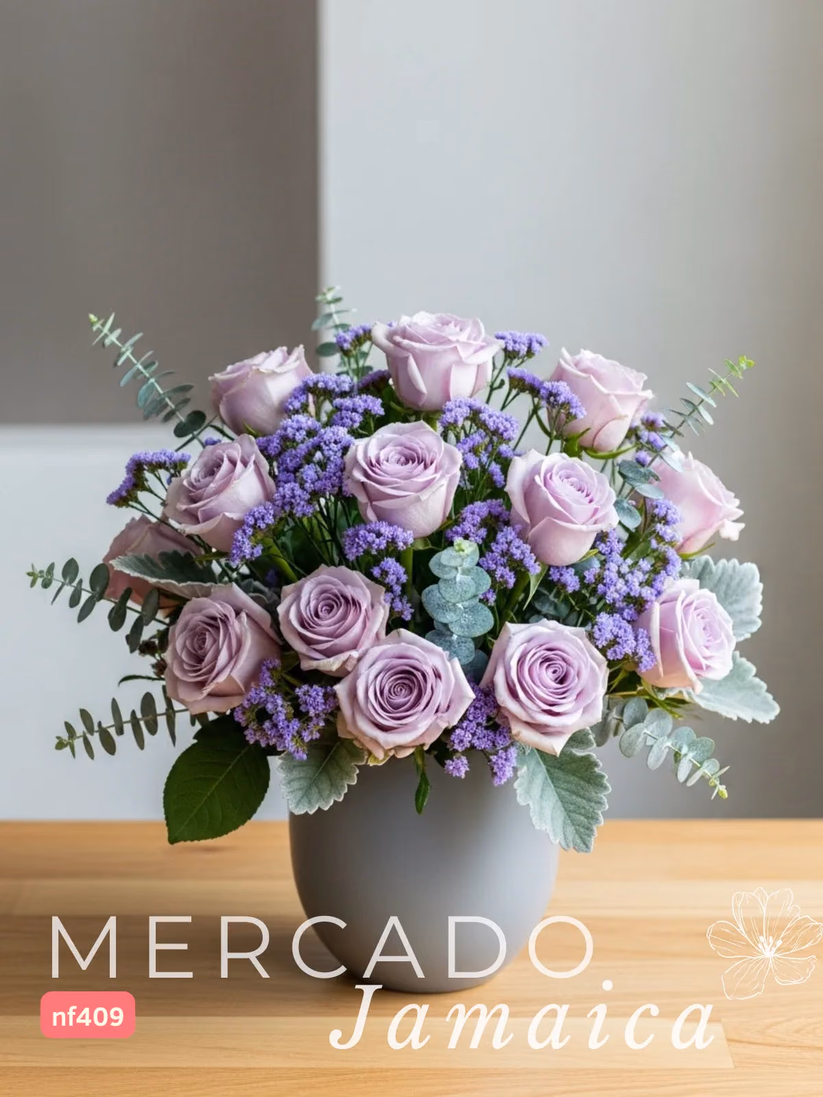 Cielo Lavanda: 12 Rosas Lavanda en Cerámica CDMX