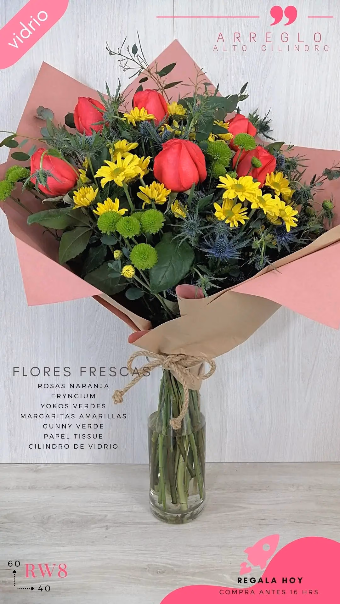 Ramo Margaritas y Rosas con Florero CDMX