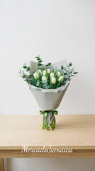 Ramo flores a domicilio 20 Tulipanes blancos !