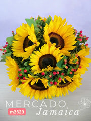 10 Girasoles en Base Esferica