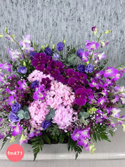 Canasta de Flores Hortensias Lila con Orquídeas Lila