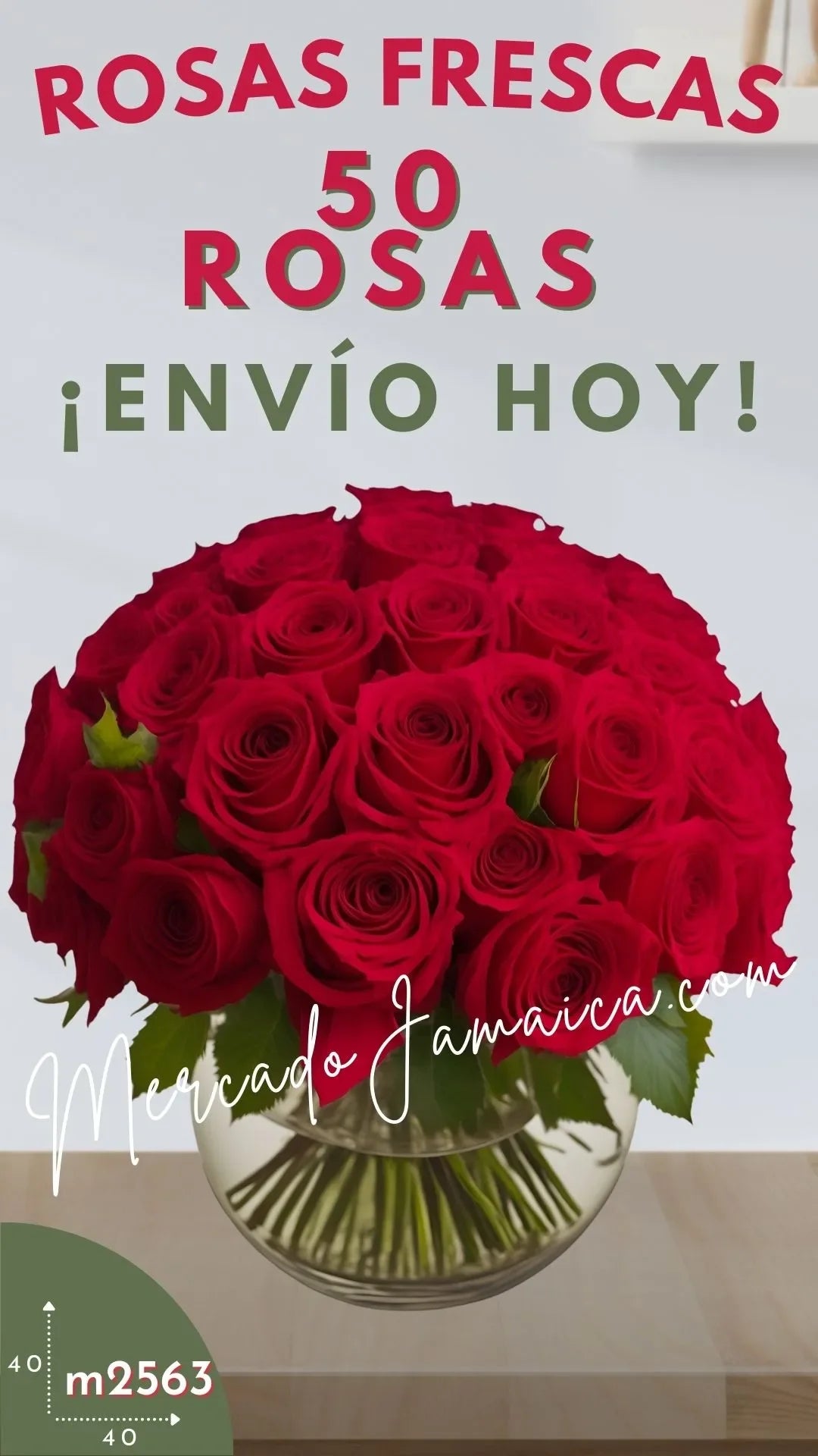 Gran belleza y elegancia floral para ella ! 50 Rosas Rojas