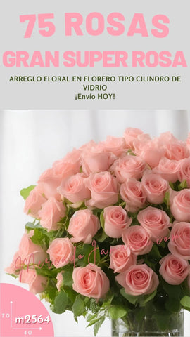 Bellos detalles, arreglo floral para sorprender con alegría 75 Rosas color Rosa