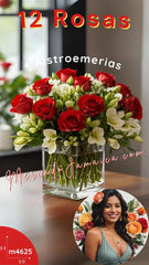 12 Mótivos florales, rosas rojas