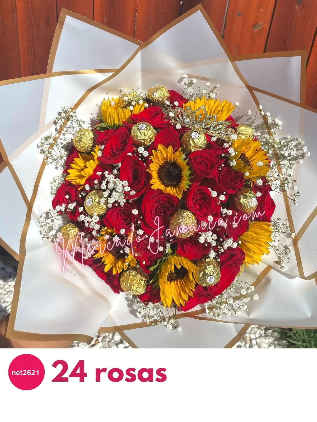 Ramo de rosas con coronita