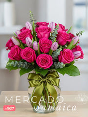 Tulipanes Lilas con Toque Fucsia