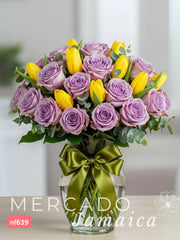 Tulipanes Amarillos con Lila Relajado
