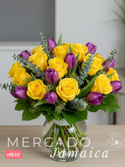 Tulipanes Morados con Amarillo Travieso