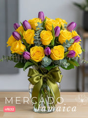 Tulipanes Morados con Amarillo Travieso