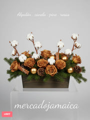 Arreglo navidad rosas y algodón
