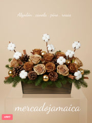 Arreglo navidad rosas y algodón