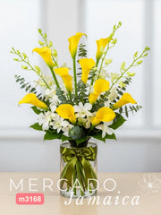 10 Callas Amarillas y Orquídeas