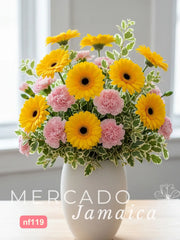 Arreglo Floral Primaveral - Gerberas y Claveles