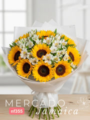 Girasoles con Alstroemerias Blancas