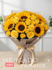 Rosas con Girasoles en Ramo