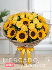 Rosas con Girasoles en Ramo