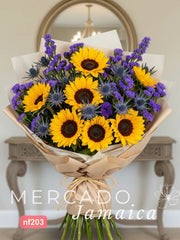 Ramo Girasoles del Campo con Toques Azules