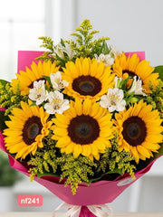 Ramo Día Dorado con 7 Girasoles y Alstroemerias