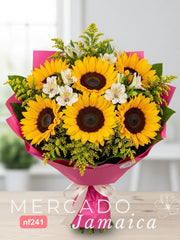 Ramo Día Dorado con 7 Girasoles y Alstroemerias
