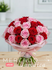 Ramo Doble Emoción con 30 Rosas Rojas y Rosas