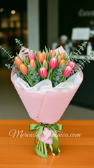 20 Tulipanes Naranja y Rosa