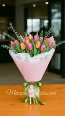 20 Tulipanes Naranja y Rosa