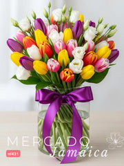 Seda Floral con Tulipanes
