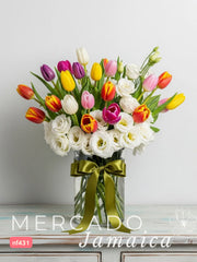 Seda Floral con Tulipanes